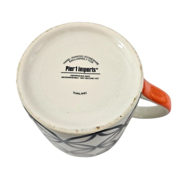 Pier 1 Imports Hand Painted Geometric Pattern 14 Oz Stoneware Mug Cup - Picture 5 of 13